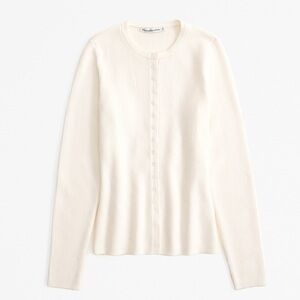 Abercrombie Cream Ribbed Button-Up Cardigan